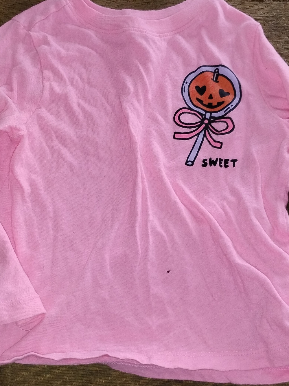 Toddler Girls Halloween Pink Sweet Pumpkin Lollipop Long-Sleeve Shirt